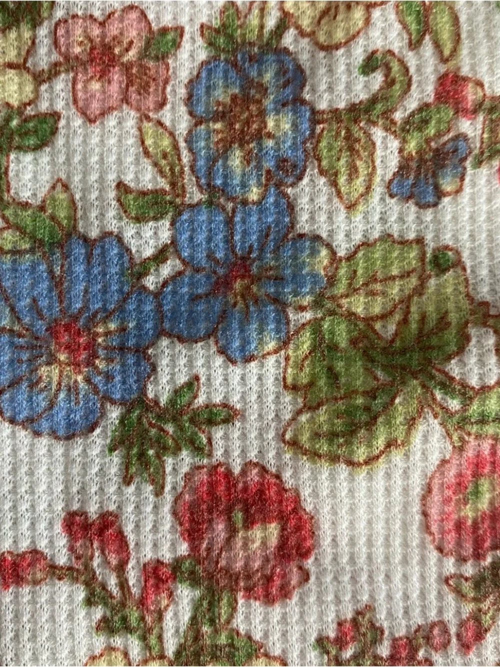 Honey & Sparkle Floral Crop Top Women Large Waffle Knit Cottagecore Feminine - Picture 13 of 14